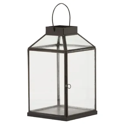 Glass Top Small Black Lantern