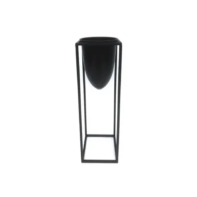 Matt Black Bullet Planter On Black Frame