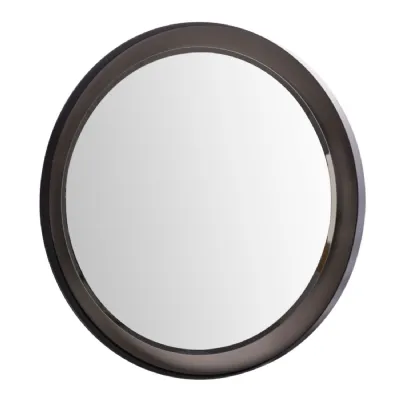 Black Metal Round Wall Mirror with Silver Touch
