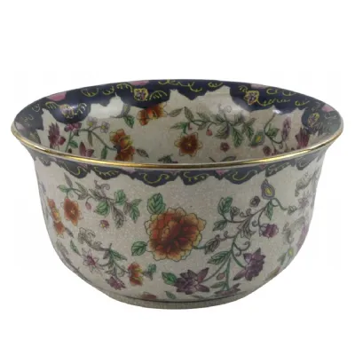 Chinese Floral Gold Rimmed Bowl 24cm