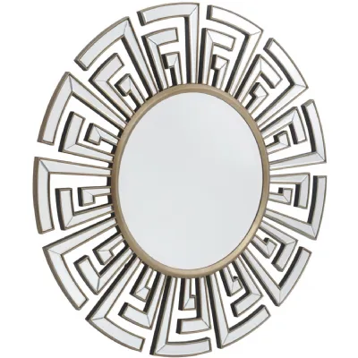Large Gold Round Geometric Wall Mirror