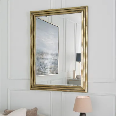 Gold Distressed Leaf Framed Large Wall Mirror