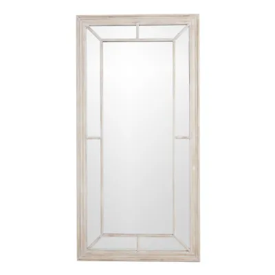 Large Washed Wood Framed Window Mirror