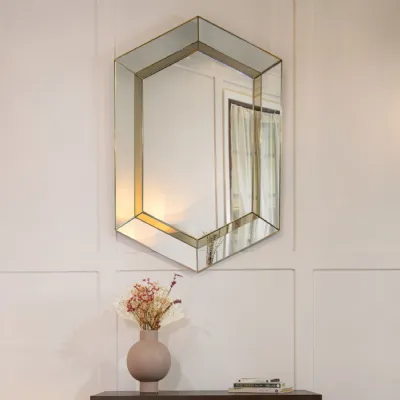 Brass Metal Geometric Shaped Wall Mirror Trim Detailing