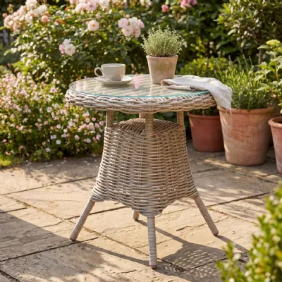 Amalfi Collection Outdoor Bistro Table With Glass Top