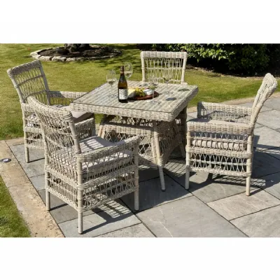 Beige Rattan Effect Square 4 Seater Outdoor Dining Set