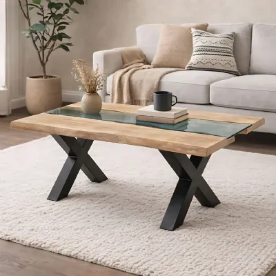 Live Edge Collection Light Acacia River Coffee Table