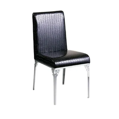 Contemporary Black Crocodile Leather Effect Chair