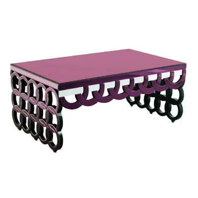 Vibrant Sturdy Purple Mirrored Coffee Table