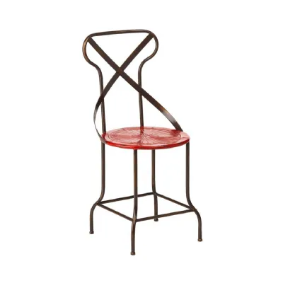 Red Industrial Metal Dining Chair