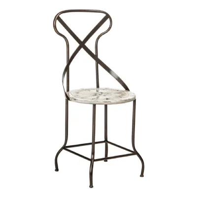 Cream Industrial Metal Dining Chair