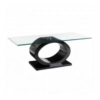 Contemporary Black Art Glass Top Coffee Table