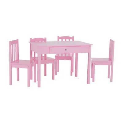 Kids Wooden Pink Table And Chairs Set