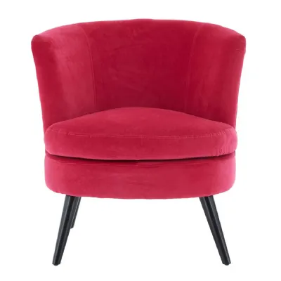 Pink Plush Velvet Mid Century Tub Chair
