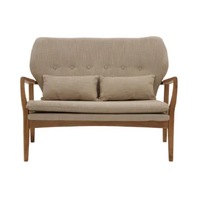 Stockholm Beige Two Seat Sofa Birch Wood Frame
