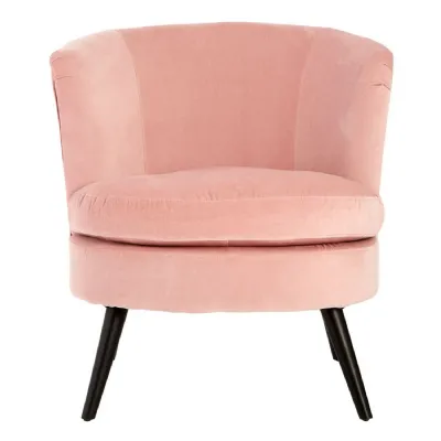 Round Pink Plush Velvet Armchair