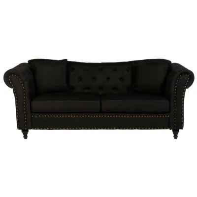 Studded Black Chesterfield 3 Seat Sofa