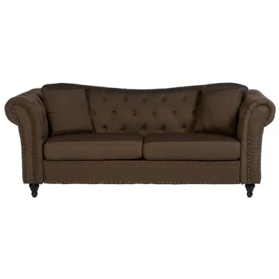 Studded Natural Chesterfield 3 Seat Sofa