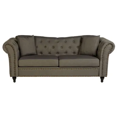 Studded Grey Chesterfield 3 Seat Sofa