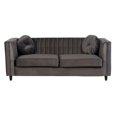 Grey High Arm 3 Seat Velvet Sofa