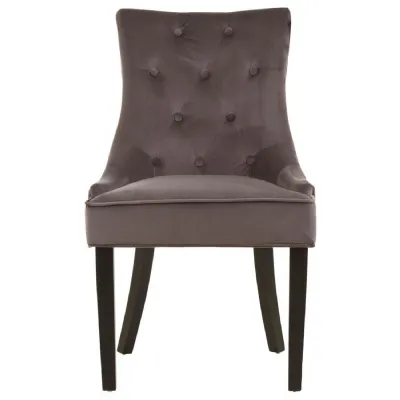 Grey Modern Velvet Tufted Dining Chair