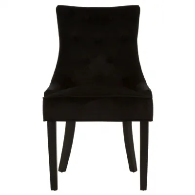 Black Modern Velvet Tufted Dining Chair