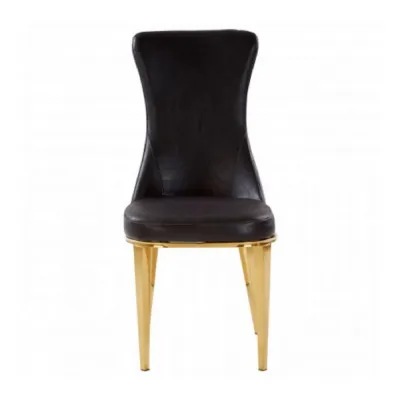 Modern Black PU Gold Leg Dining Chair