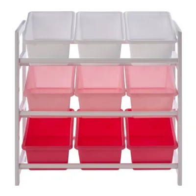3 Tier White and Pink Kids Storage Unit