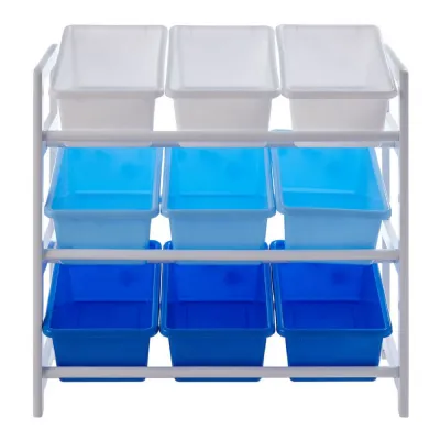 3 Tier White and Blue Kids Storage Unit