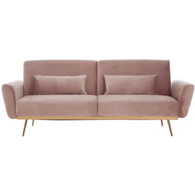 Mid Century Modern Pink Velvet Sofa Bed