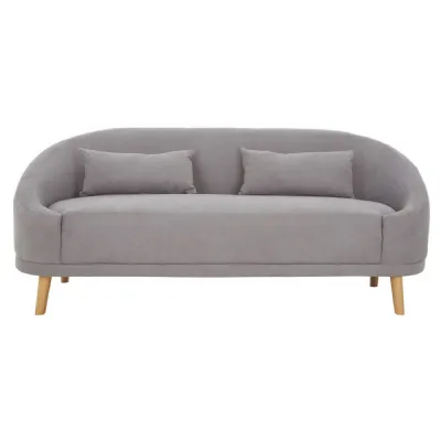 Contemporary Curved Back Grey Linen Sofa
