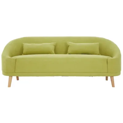 Contemporary Curved Back Green Linen Sofa
