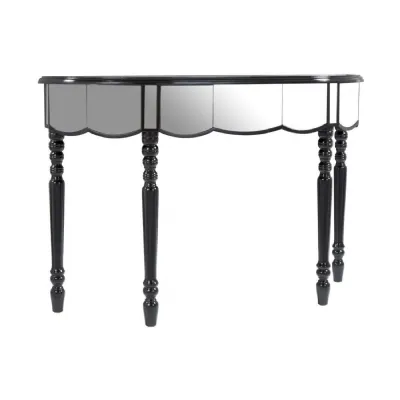 Mirrored Deco Style Console Table With Black Turned Legs