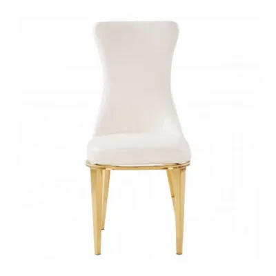 Modern White PU Gold Leg Dining Chair