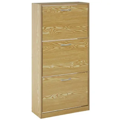 Rustic Shoe Cabinet With Metallic Grips