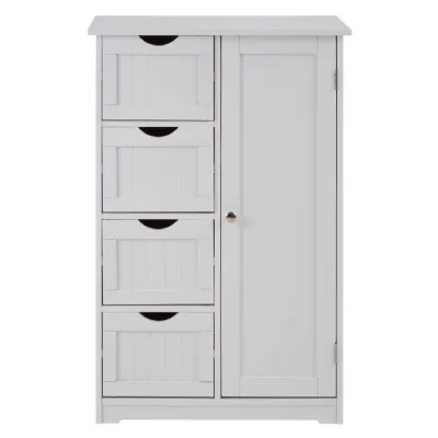 Porten 4 Drawer Single Door White Cabinet