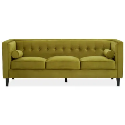 Helia Button Tufted Back Olive Velvet Sofa