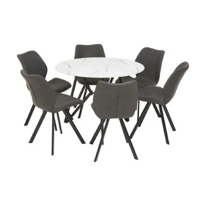 Weston 6 Seat Round Marble Dining Set