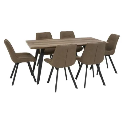 Minimal Brown 6 Chair Rectangular Dining Set
