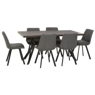 Minimal Grey 6 Chair Rectangular Dining Set