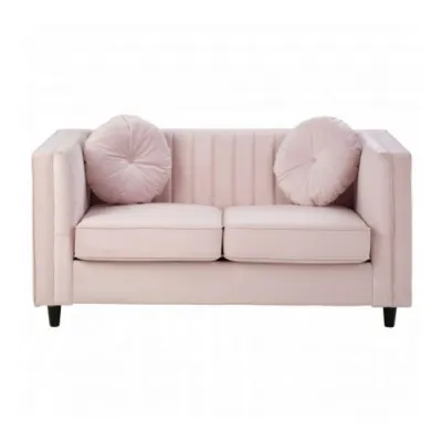 Pink High Arm 2 Seat Velvet Sofa