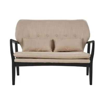 Stockhom Beige Two Seat Sofa Black Wood Frame