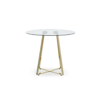 Minimal Round Glass Dining Table with Metallic Gold Legs