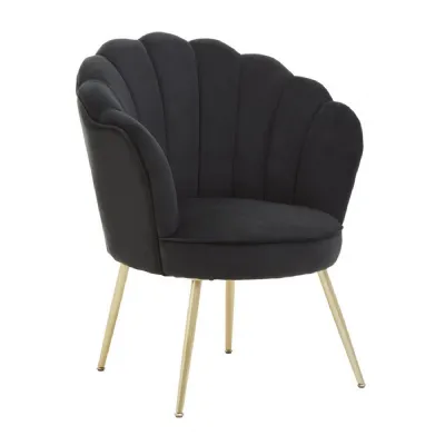 Vintage Black Velvet Accent Chair