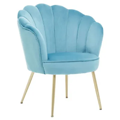 Ovala Vintage Aqua Blue Velvet Accent Chair