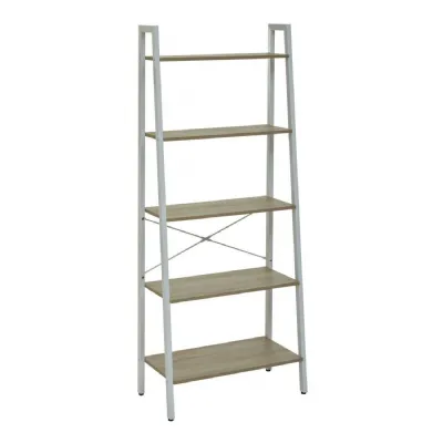 Minimal Industrial Natural Oak Veneer 5 Shelf Unit