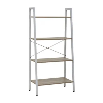 Minimal Industrial Natural Oak Veneer 4 Shelf Unit