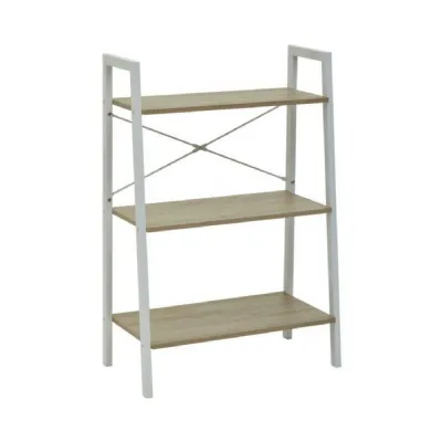 Minimal Industrial Natural Oak Veneer 3 Shelf Unit