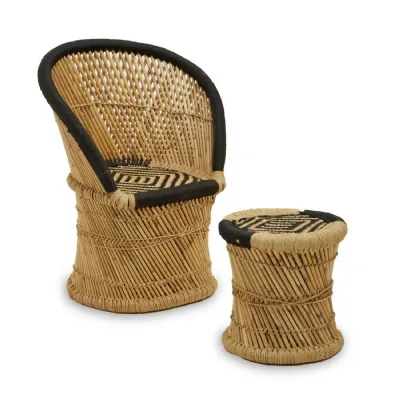 Rowan Handwoven Bamboo Chair And Stool