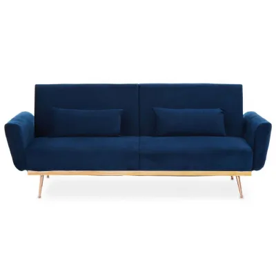 Mid Century Modern Dark Blue Velvet Sofa Bed